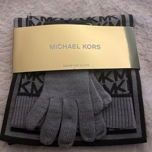 Brand new, never opened Michael kors scarf hat glove set